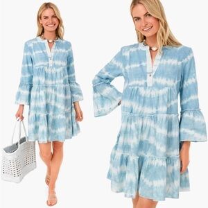 FAHERTY Tuckernuck Organic Cotton Blue Vida Tie Dye Dress, Medium